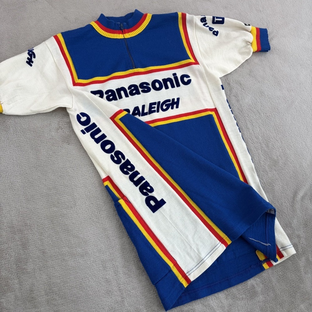 Vintage 70s 80s Team‎ Panasonic Raleigh Cycling Jersey IV Large Wool Giordana